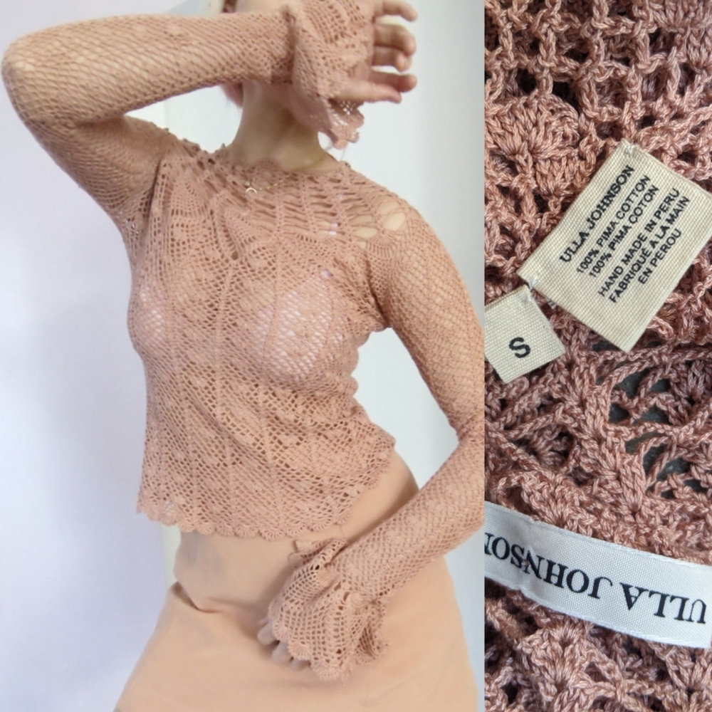 Ulla Johnson $825 Farfetch crochet resort knit Heidi top S